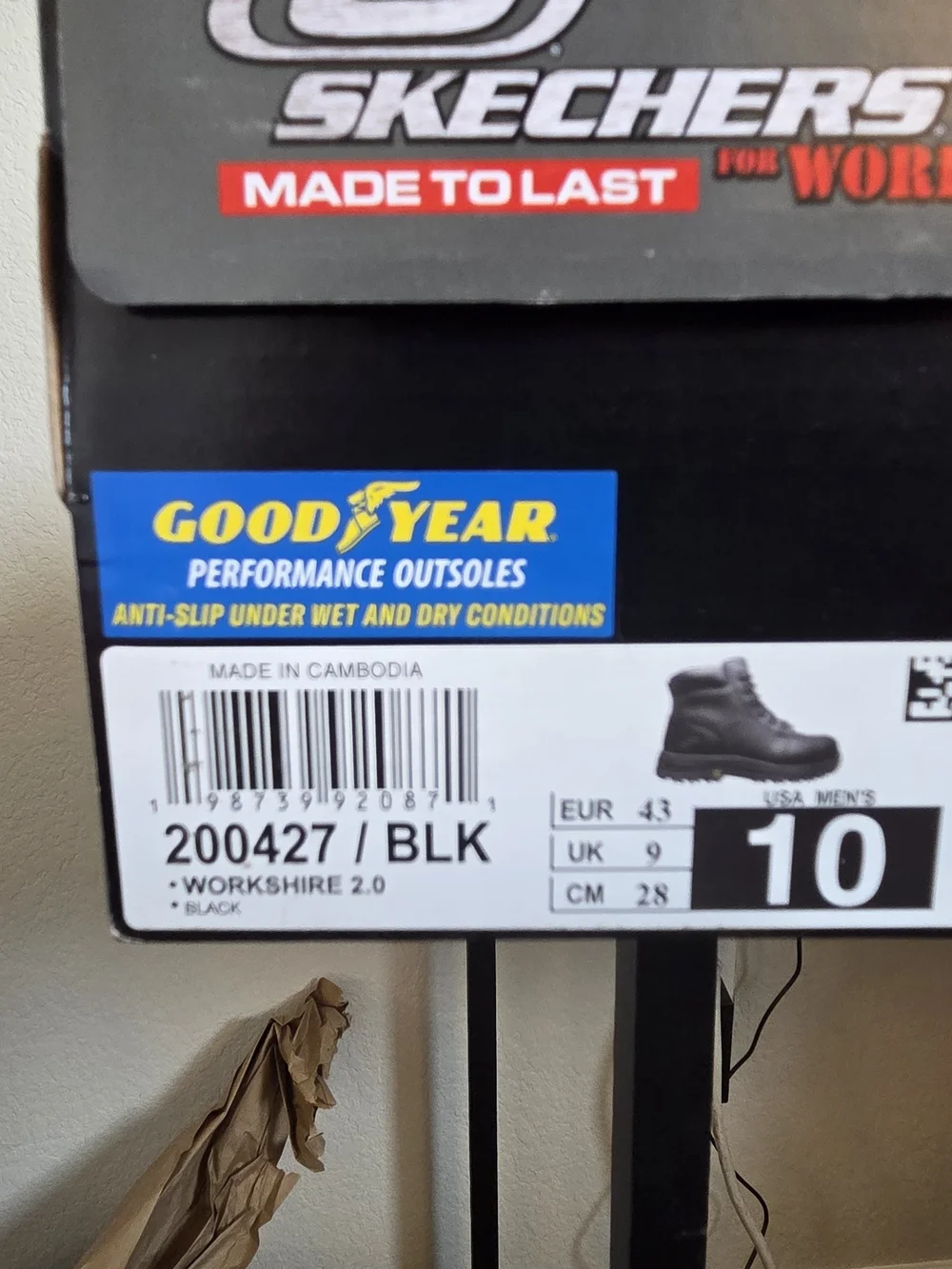 Skechers Men's Black Work Boot with Steel Toe Size 10